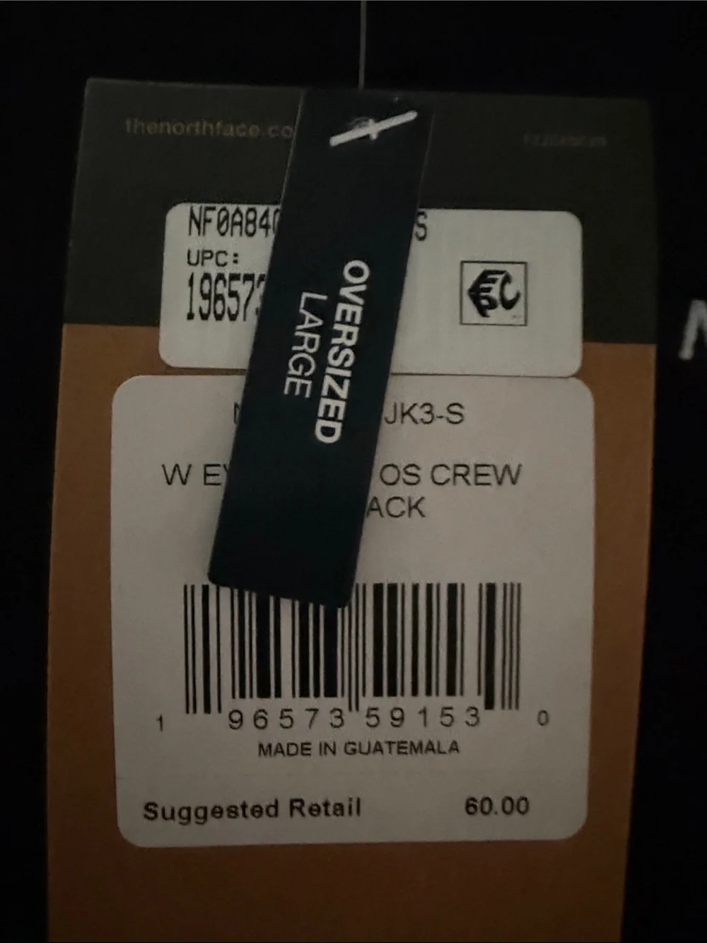 The North Face Crewneck Sweatshirt -black with White Logo Small NWT. TNF